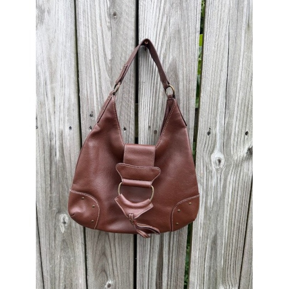 Boho 90s Y2K Shoulder Hobo Bag Women OS Brown Faux Leather Purse Tassel Ring